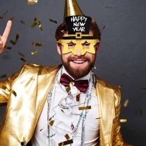 Occhiali sagomati Stelle e Cilindro "Happy New Year" Accessori Persona Natale e Capodanno