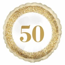 Palloncino in Foil 18" Oro Glitter N.50 Anniversario