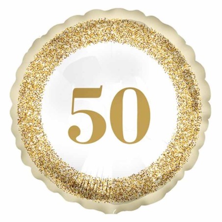 Palloncino in Foil 18" Oro Glitter N.50 Anniversario