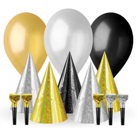 Set di Palloncini, Cappellini e Linguette 13pz Trombette e Cappellini