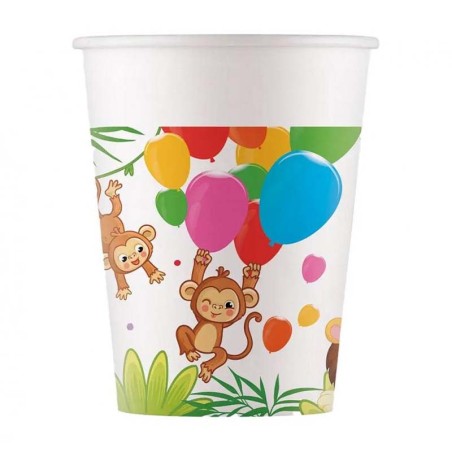 Bicchiere di Carta 250ml della Giungla Party in Festa 8pz Giungla Party
