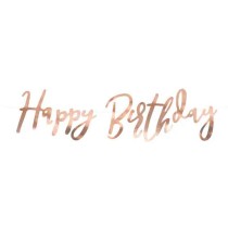 Banner Happy Birthday Rose Gold 62cm Festoni Buon Compleanno