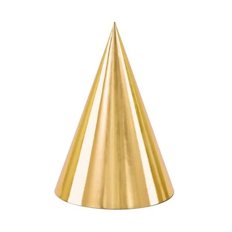 Cappellino a Cono Oro Metallizzato 6pz Trombette e Cappellini