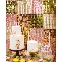 Pannello di Sfondo Quadrato con Paillettes Rame 30x30cm Backdrop