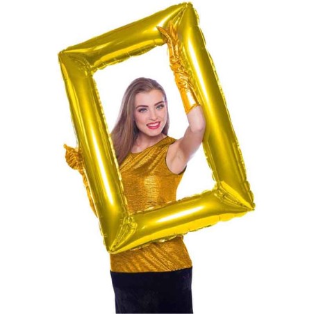 Palloncino in Foil 35" Cornice Selfie Rettangolare Oro Cornici Selfie