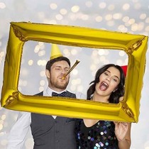 Palloncino in Foil 35" Cornice Selfie Rettangolare Oro Cornici Selfie