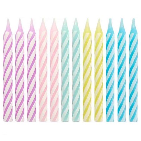 Candelina 6cm Colori Assortiti effetto Spirale 24pz Candeline Stelo