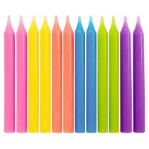 Candelina 6cm Colori Assortiti Tinta Unita 24pz Candeline Stelo