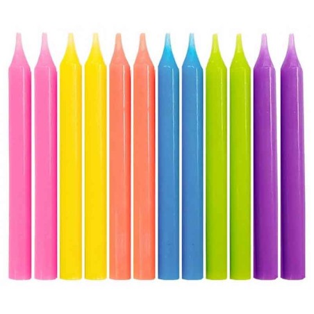 Candelina 6cm Colori Assortiti Tinta Unita 24pz Candeline Stelo