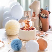 Candelina con Orsacchiotto Celeste N.1 Accessori 1° Compleanno