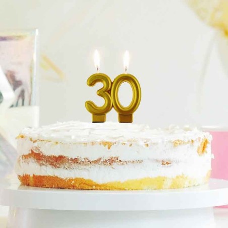 32 Candeline Numeriche Oro Per Torte – Numeri 0-9 – Altezza 4,6 Cm – Per Compleanni, Anniversari E Feste – Confezione Completa