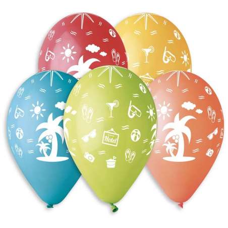 Palloncino in Lattice 12" Assortito con Simboli dell'Estate 5pz Gemar "Theme & Patterns"