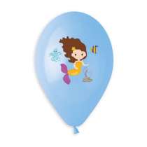 Palloncino in Lattice 13" Assortito con Sirenetta 5pz Gemar "Theme & Patterns"