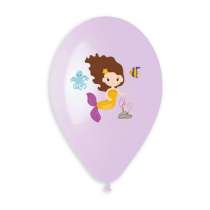 Palloncino in Lattice 13" Assortito con Sirenetta 5pz Gemar "Theme & Patterns"