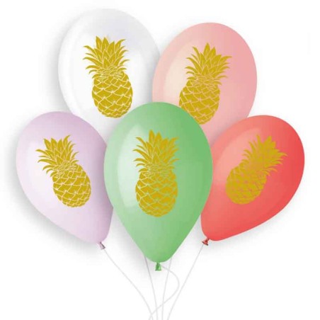 Palloncino in Lattice 13" Assortito con Ananas Oro 5pz Gemar "Theme & Patterns"