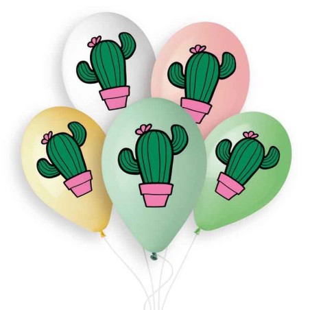Palloncino in Lattice 13" Assortito con Cactus 5pz Gemar "Theme & Patterns"