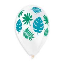 Palloncino in Lattice 13" Assortito con Foglie Tropicali 5pz Gemar "Theme & Patterns"