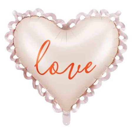 Palloncino in Foil 22" Cuore con Volant "Love" Amore e Cuori