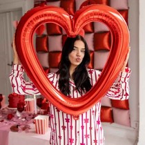 Palloncino in Foil 34" Super Shape Cornice Cuore Rosso Amore e Cuori