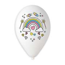 Palloncino in Lattice 13" Assortito con Stampa Arcobaleno 5pz Gemar "Theme & Patterns"