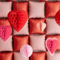 Decorazione Pendente a Nido d'Ape sagomate Cuore "Heart" 3pz Addobbi e Accessori Amore