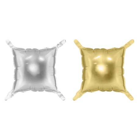 Palloncino in Foil 16" Quadrato Bicolore Argento Lucido e Oro Satinato 4pz Quadrati