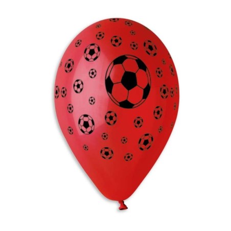 Palloncino in Lattice 12" Rosso con Stampa Pallone da Calcio "Milan" 5pz Milan