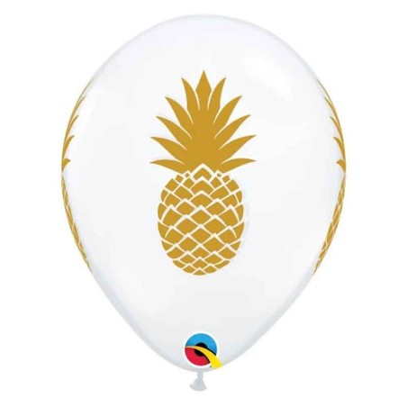 Palloncino in Lattice 11" con Stampa Ananas Oro 5pz Dolci e Frutta