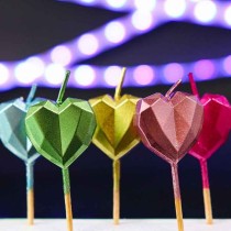 Candelina Picks Cuore Multicolor "Heart" 5pz Candeline Sagomate Fantasia