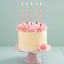 Candelina Stelo 15cm Swirl Ombre Rosa e Oro 5pz Candeline Stelo
