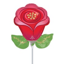 Palloncino in Foil 14" Mini Shape Rosa Rossa Piante e Fiori