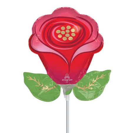 Palloncino in Foil 14" Mini Shape Rosa Rossa Piante e Fiori