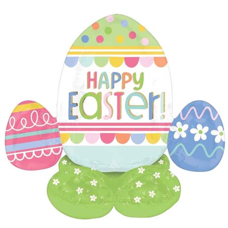 Palloncino in Foil 33" AirLoonz Uova di Pasqua "Happy Easter" Palloncini Pasqua