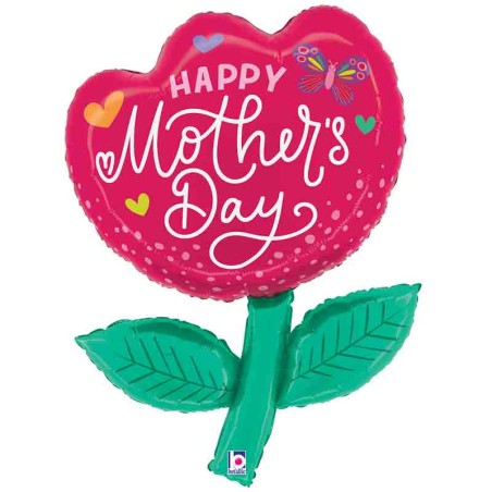 Palloncino in Foil 39" Super Shape Tulipano "Happy Mother's Day" Giornate Speciali Grabo