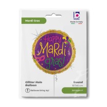 Palloncino in Foil 18" Carnevale "Happy Mardi Gras" Giornate Speciali Grabo