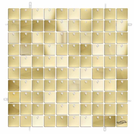 Pannello di Sfondo Quadrato con Paillettes Oro Chiaro Metallizzato 30x30cm Pannello di Sfondo Oaktree