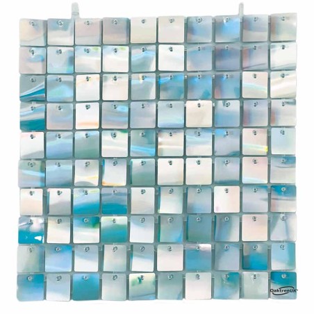 Pannello di Sfondo Quadrato con Paillettes Celeste Iridescente 30x30cm Pannello di Sfondo Oaktree