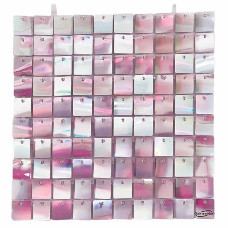 Pannello di Sfondo Quadrato con Paillettes Rosa Iridescente 30x30cm Pannello di Sfondo Oaktree