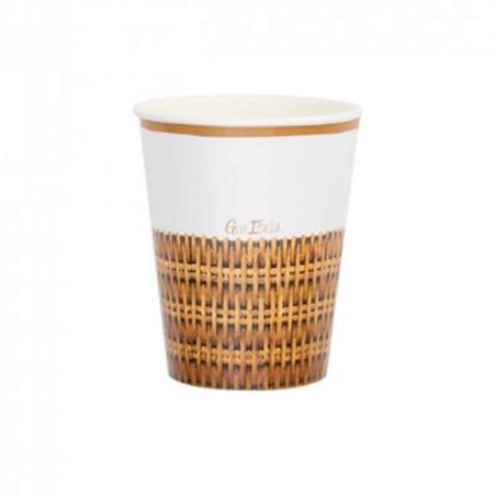 Bicchiere di Carta 250ml decorato effetto "Rattan" 8pz Rattan