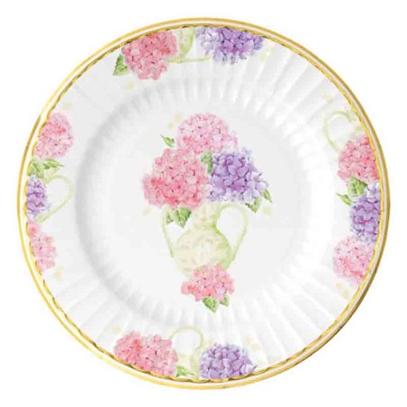 Piatto di Carta 27cm "Ortensie" 8pz Ortensie