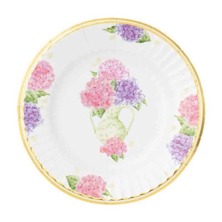Piatto di Carta 21cm "Ortensie" 8pz Ortensie