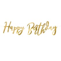 Banner Happy Birthday Oro 62cm Festoni Buon Compleanno
