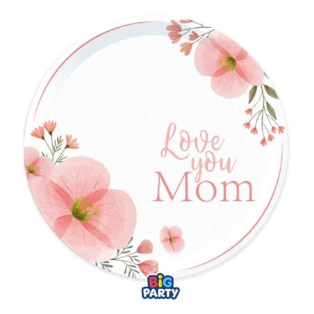 Piatto di Carta 18cm Mamma "Love You Mom" 6pz Tavola Festa della Mamma