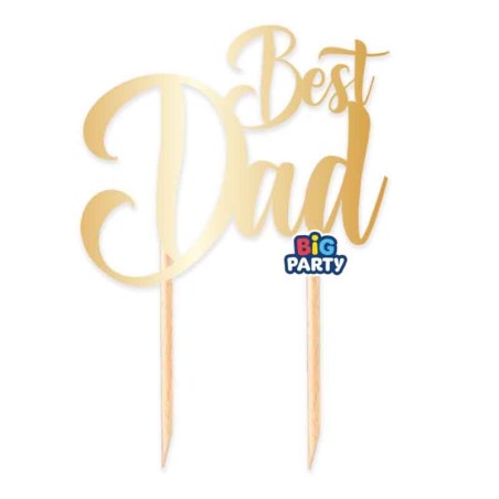 Cake Topper di Carta 18cm Oro Metallizzato sagomato "Best Dad" Tavola e Decorazioni Papà