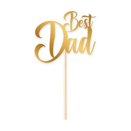 Mini Cake Topper di Carta 15cm Oro sagomato "Best Dad" Tavola e Decorazioni Papà
