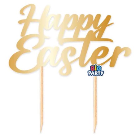 Cake Topper di Carta 20cm Oro Sagomato "Happy Easter" Coordinati e Tavola Pasqua