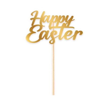 Mini Cake Topper di Carta 15cm Oro Sagomato "Happy Easter" Coordinati e Tavola Pasqua