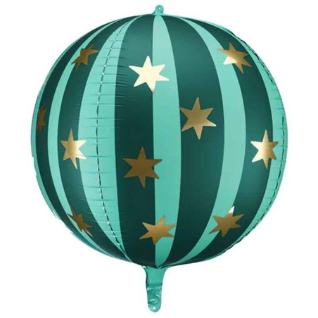Palloncino in Foil 30" Sfera Verde con Stelle Oro Globe / Orbz / Sfere