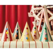Cappellino a Cono Assortito con Pompon 6pz Circo "Circus Party"