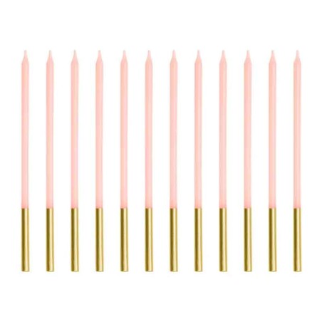 Candelina Stelo 14cm Rosa Pastello 12pz Candeline Stelo